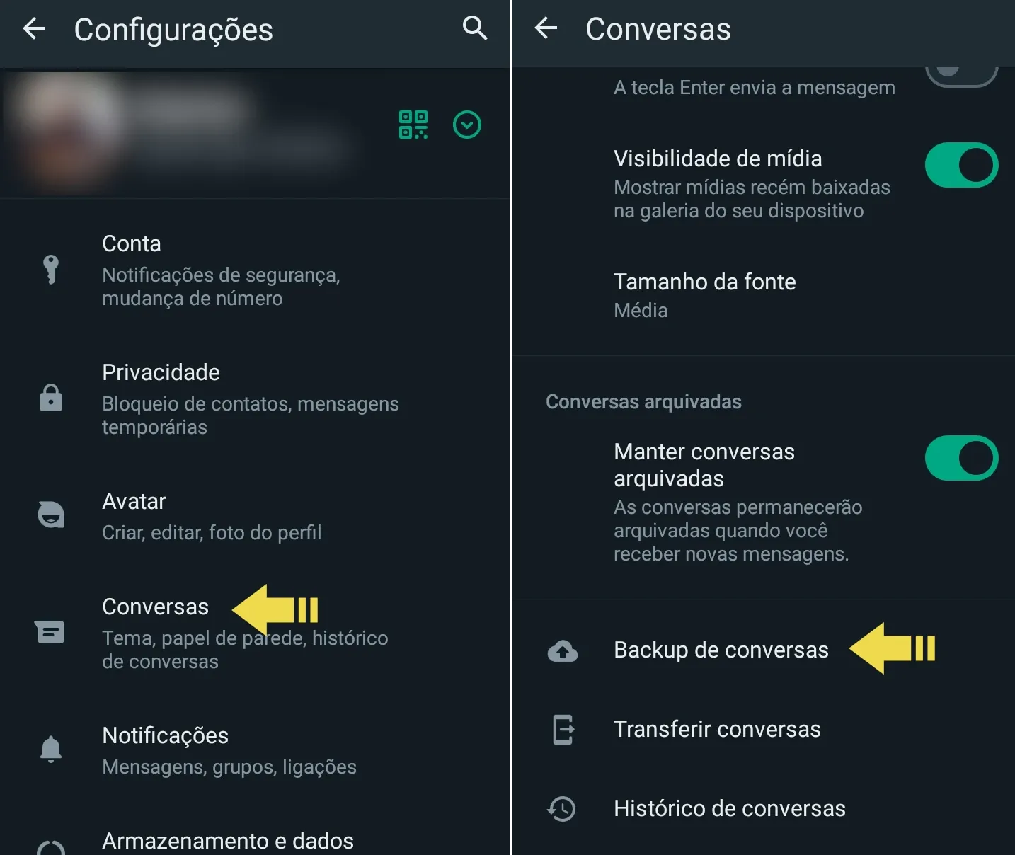 Fazer Backup de Conversas do WhatsApp